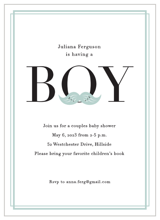 Our Trendy Mustache Baby Shower Invitations are perfect for your little gent-to-be! 