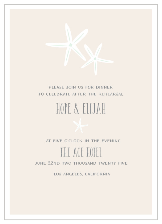 Our Starfish Beach Rehearsal Dinner Invitations are perfect for gathering your friends and family together for a wedding test run.