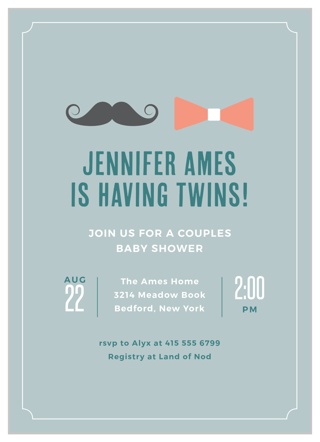 Boy & Girl Twins Baby Shower Invitations