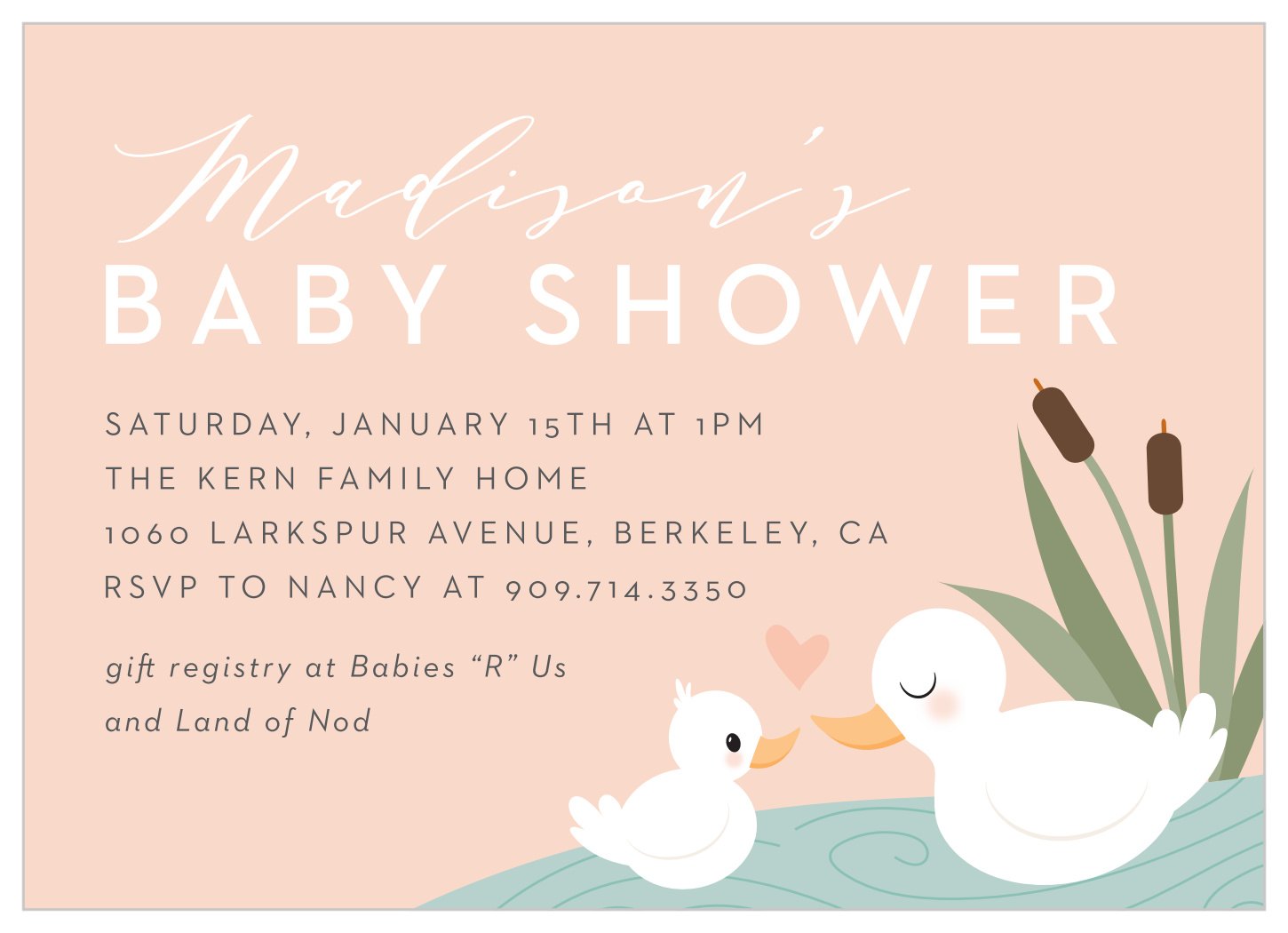 Girl Happy Duck Baby Shower Invitations