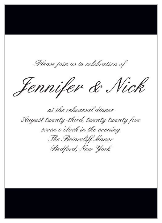 The Forever Chic wedding suite, along with the Rehearsal Dinner Invitations are one of our most popular designs!