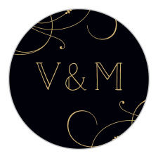 Large, flowing swirls gracefully frame your initials for our Shining Swirls Wedding Stickers.