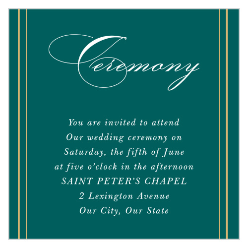 Our Striped Swash Ceremony Cards utilize the same gorgeous design and color scheme as several other cards in the Striped Swash wedding suite.
