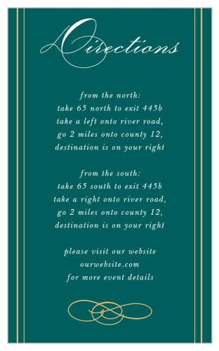 Our Striped Swash Directions Cards utilize the same gorgeous design and color scheme as several other cards in the Striped Swash wedding suite.