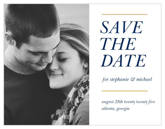 Our Stacked Italic Save-the-Date Magnets ensure that your loved ones mark their calendars well in advance of your special day.