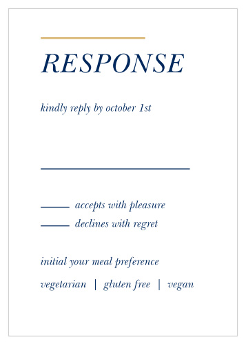 Our Stacked Italic Response Cards give you the opportunity to tally up all of your guests, as well as their individualized needs.