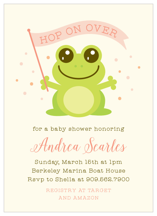 Ribbit!! For a girl or a boy! Our Frog Announcement Baby Shower Invitations are unique and memorable.