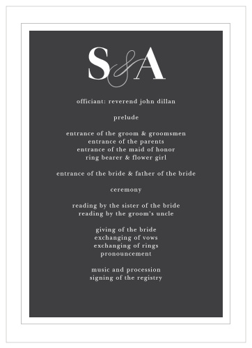 Our Framed Forever Wedding Programs utilize the same gorgeous design and color scheme as several other cards in the Framed Forever wedding suite.