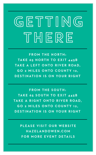 Our Bold Outline Direction Cards utilize the same gorgeous design and color scheme as several other cards in the Bold Outline wedding suite.