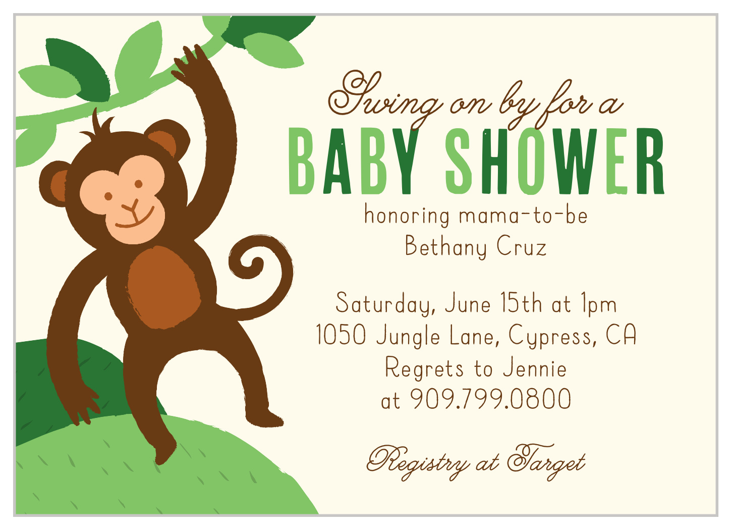 Magical Monkey Baby Shower Invitations