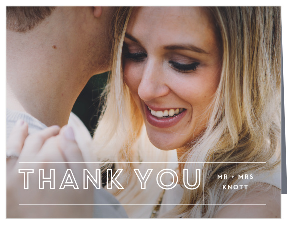 Our Bold Outline Thank You Cards utilize the same gorgeous design and color scheme as several other cards in the Bold Outline wedding suite.