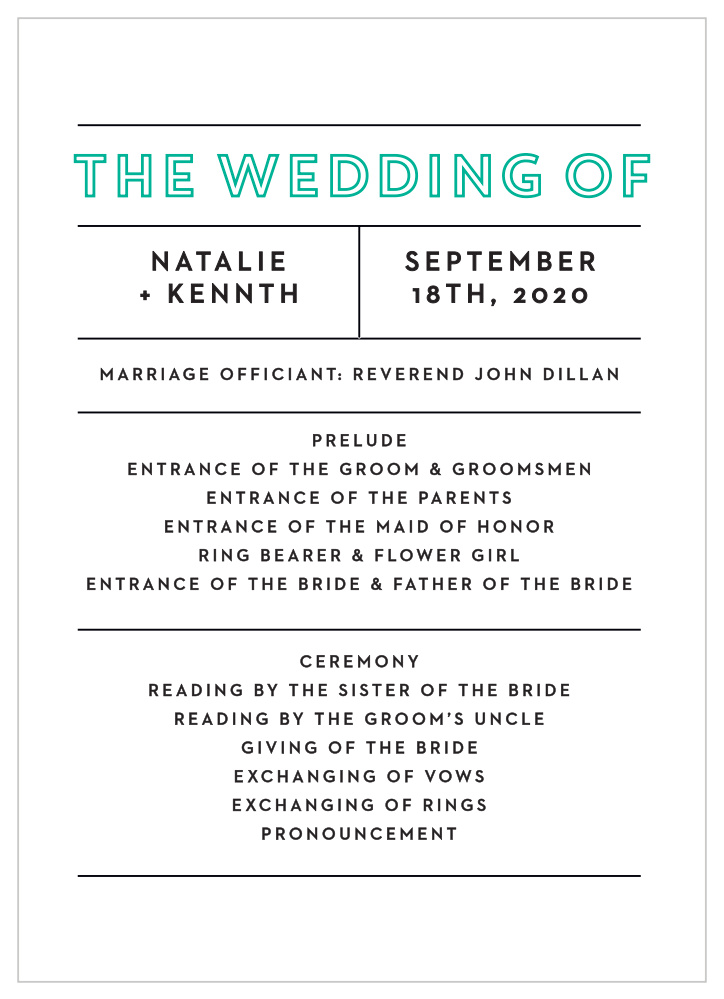 Bold Outline Wedding Programs