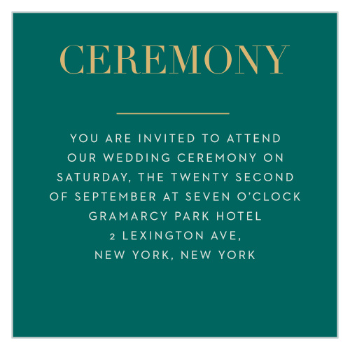 Our With This Ring Ceremony Cards utilize the same gorgeous design and color scheme as several other cards in the With This Ring wedding suite.