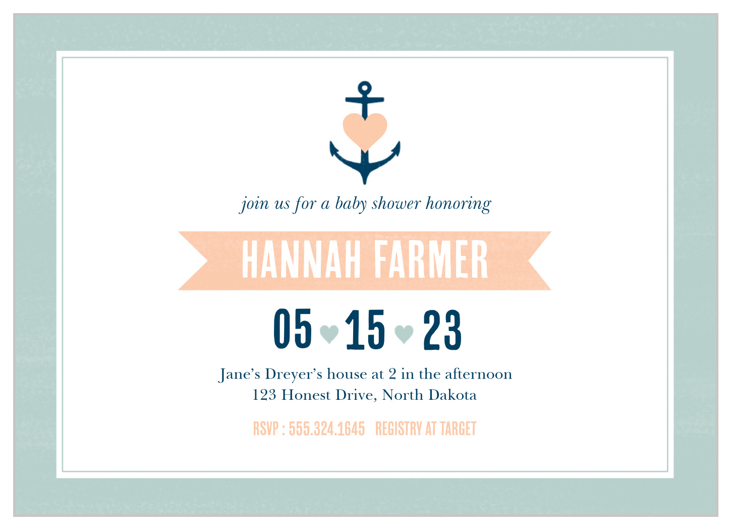 Double Anchor Baby Shower Invitations