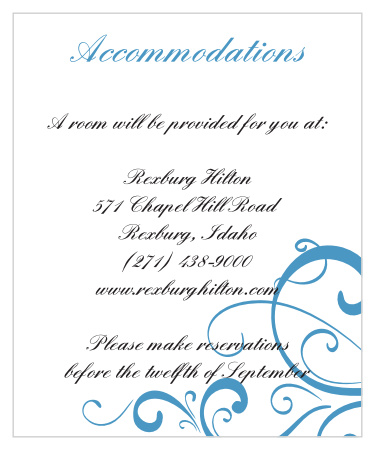 Simple Swirls accommodation cards will help your guests feel welcome and included for the big day!