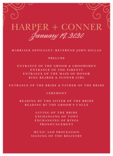 Our Color of Love Wedding Programs are classically romantic.