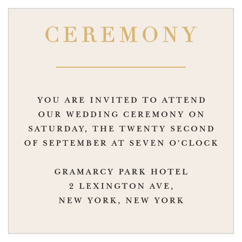 Our Timeless Type Ceremony Cards utilize the same gorgeous design and color scheme as several other cards in the Timeless Type wedding suite.