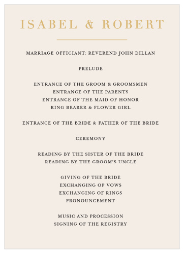 Our Timeless Type Wedding Programs utilize the same gorgeous design and color scheme as several other cards in the Timeless Type wedding suite.