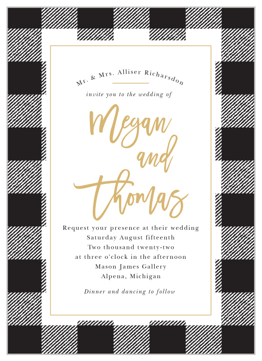 For a beautiful invitation befitting the elegance of your wedding plans, look no further than our Rustic Plaid Wedding Invitations.