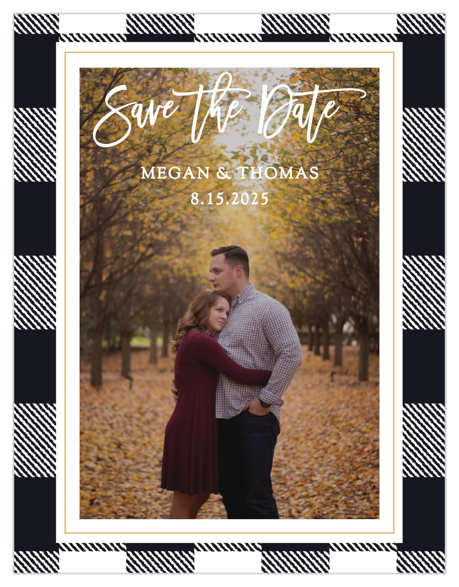 Rustic Plaid Save the Date Cards