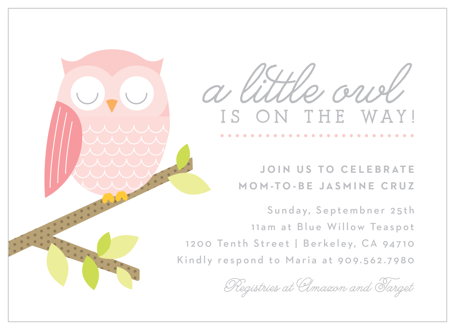 Adorable Owl Baby Shower Invitations