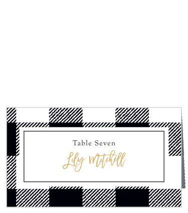 Our Rustic Plaid Place Cards utilize the same gorgeous design and color scheme as several other cards in the Rustic Plaid wedding suite.