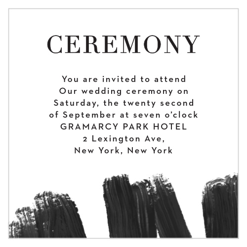 Our Modern Art Ceremony Cards utilize the same gorgeous design and color scheme as several other cards in the Modern Art wedding suite.