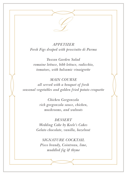 Our Love Knots Wedding Menus give classic elegance a twist!