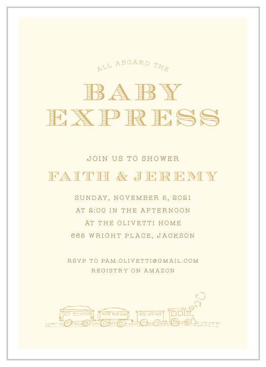 With our Train Conductor Baby Shower Invitations, everyone is sure to hop on board!