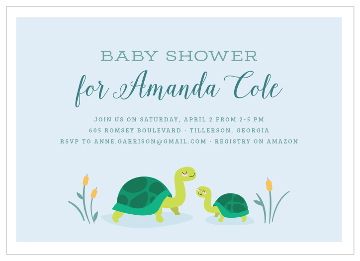 Get ready for a terrific baby shower with our Marching Turtles Baby Shower Invitations.