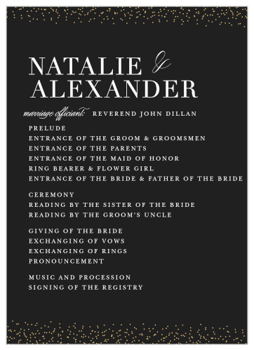 Our Luminous Sparkles Wedding Programs utilize the same gorgeous design and color scheme as several other cards in the Luminous Sparkles wedding suite.