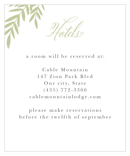 Recommend only the best local hotels with our Blissful Boughs Accommodation Cards.