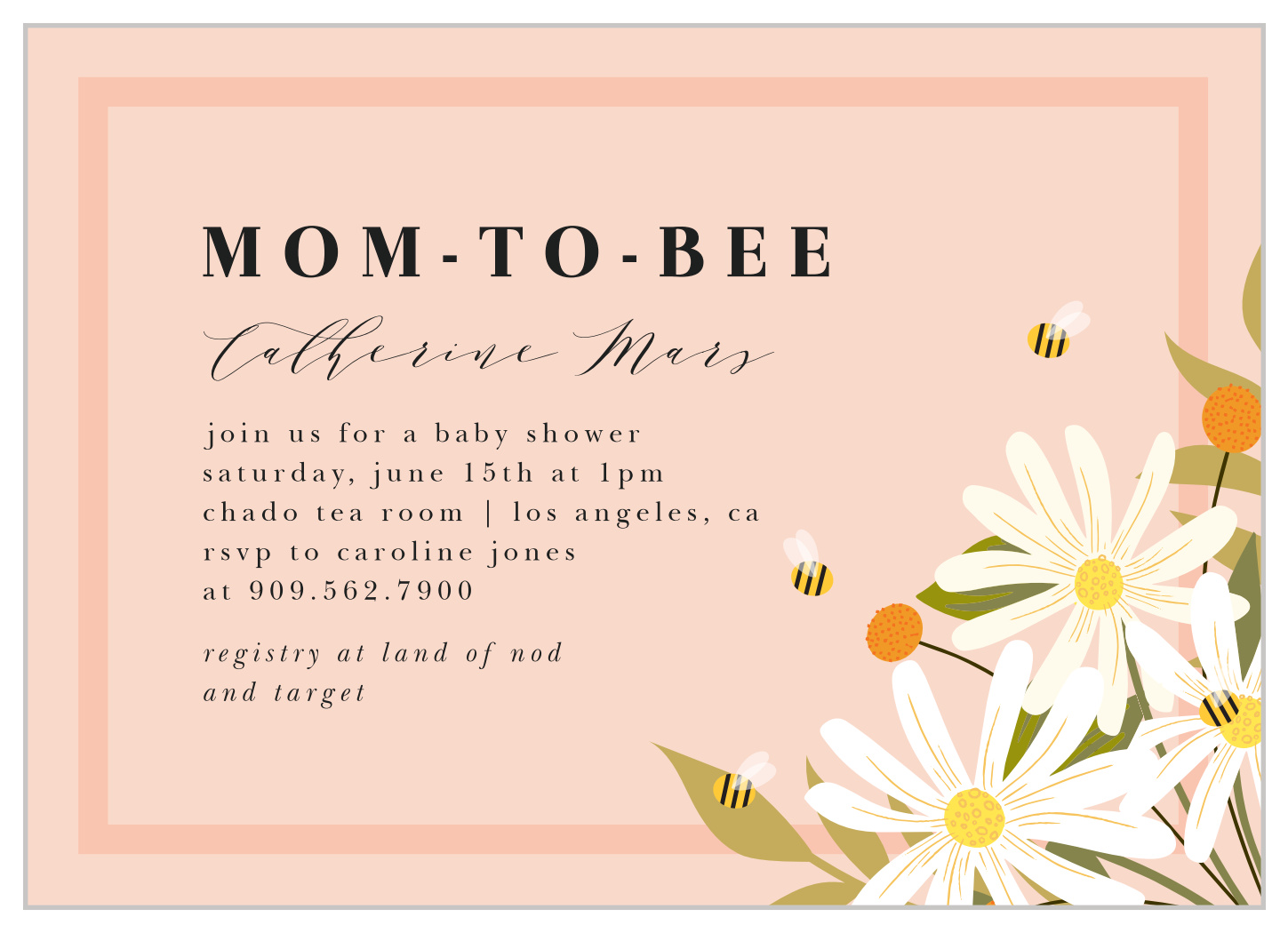 Mom to Bee Baby Shower Invitations