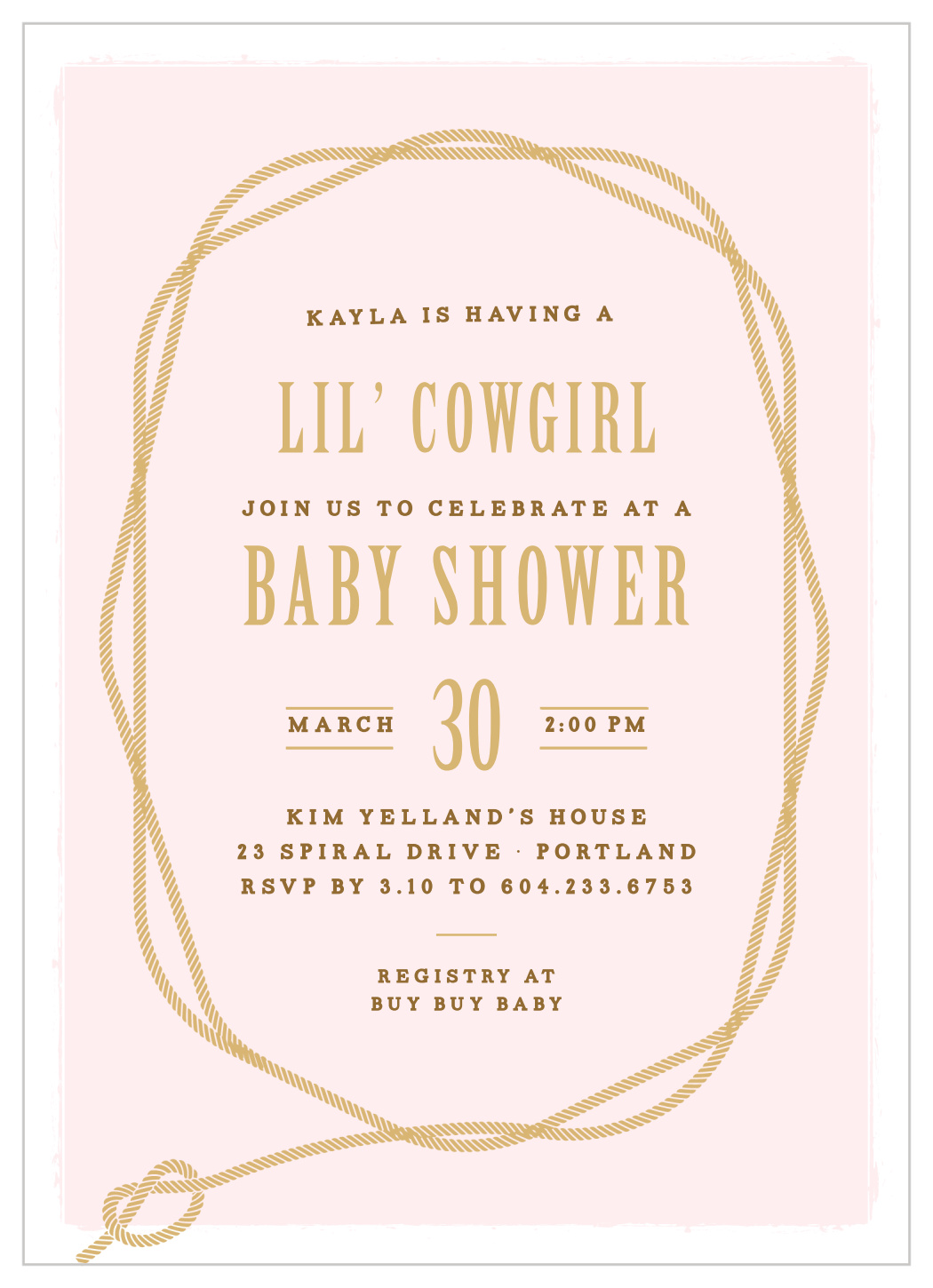 Girl Western Baby Shower Invitations