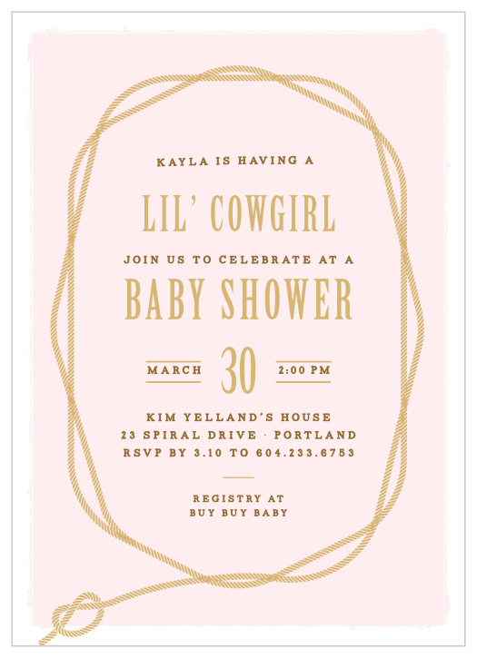 Round up all your friends and family to celebrate your little one on the way with our Western Lasso Baby Shower Invitations! 
