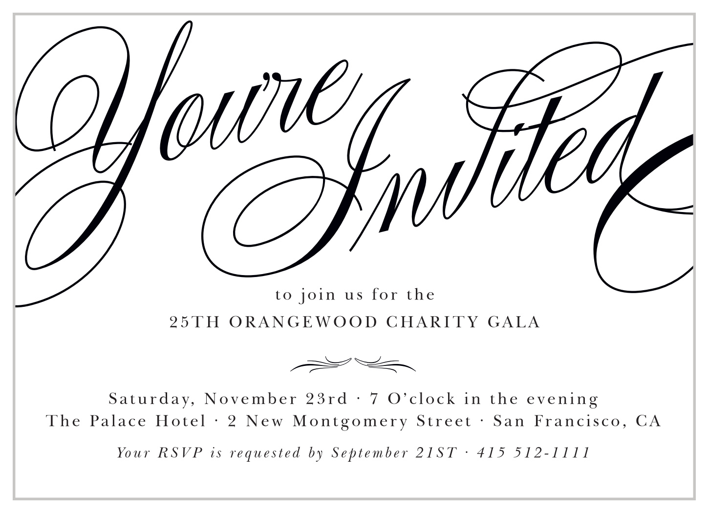 Formal Calligraphy Gala Invitations