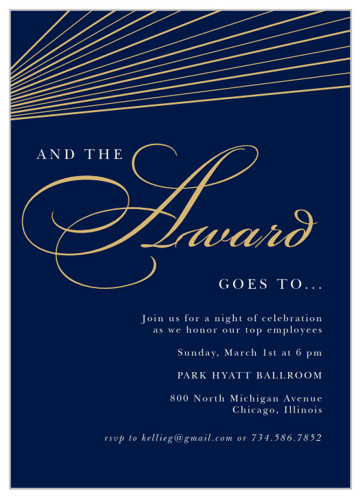 Celebrate the night away with our stunning Awarded Glam Gala Invitation.