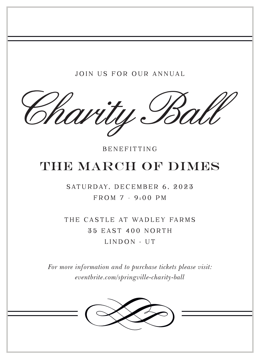 Classic Charity Ball Gala Invitations