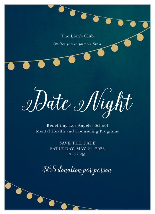 Celebrate the night away with our stunning Date Night Gala Invitation.
