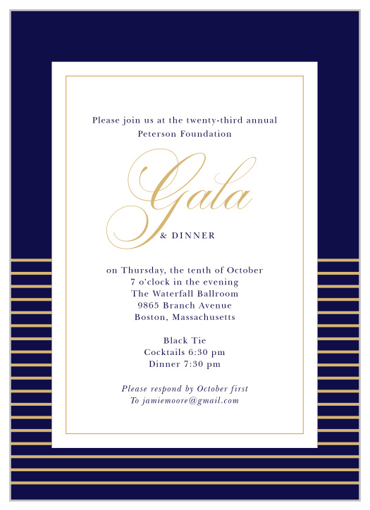 Celebrate the night away with our stunning Royal Jewel Gala Invitation.