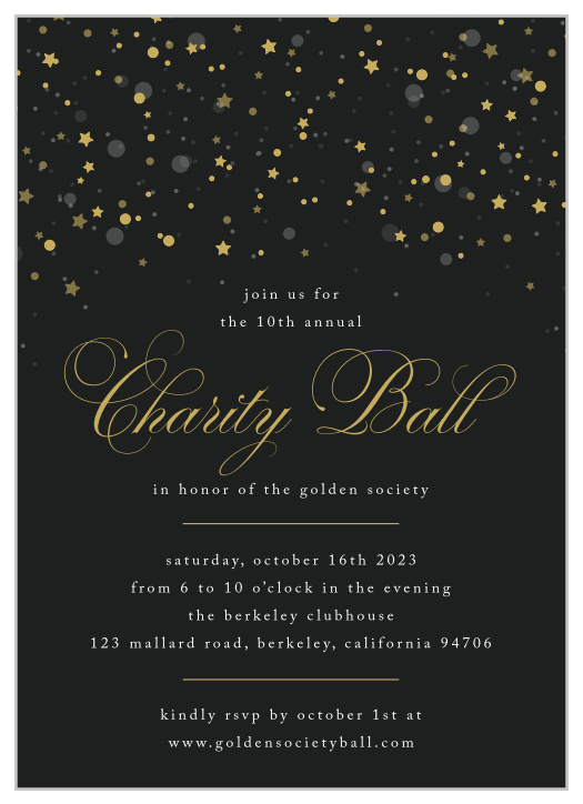 Celebrate the night away with our Starry Ball Gala Invitation.