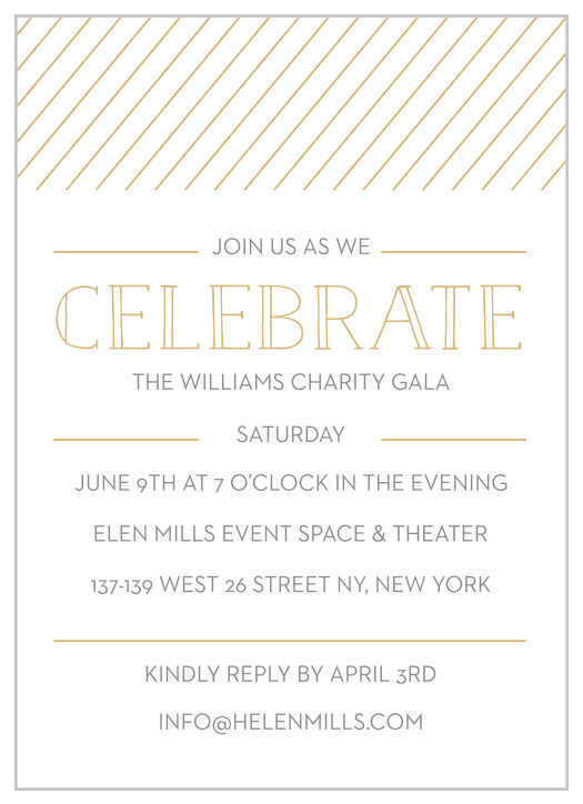 Celebrate the night away with our Celebratory Stripes Gala Invitation.