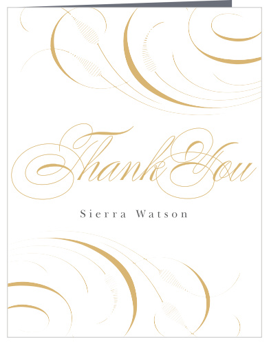 Our Beautiful Name Bridal Shower Thank You Cards feature large elegant accents that frame your gratitude.