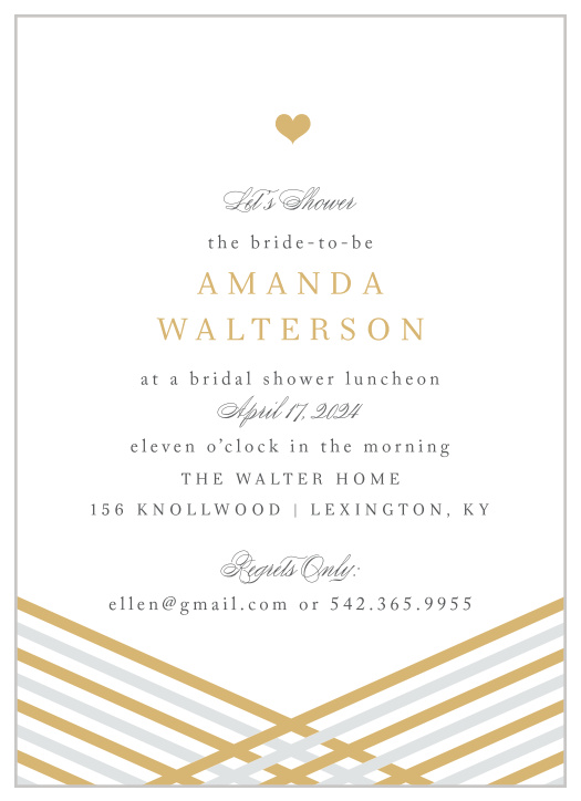 Our Small Heart Bridal Shower Invitations will win your guest's hearts with their lovely gold foiled design!