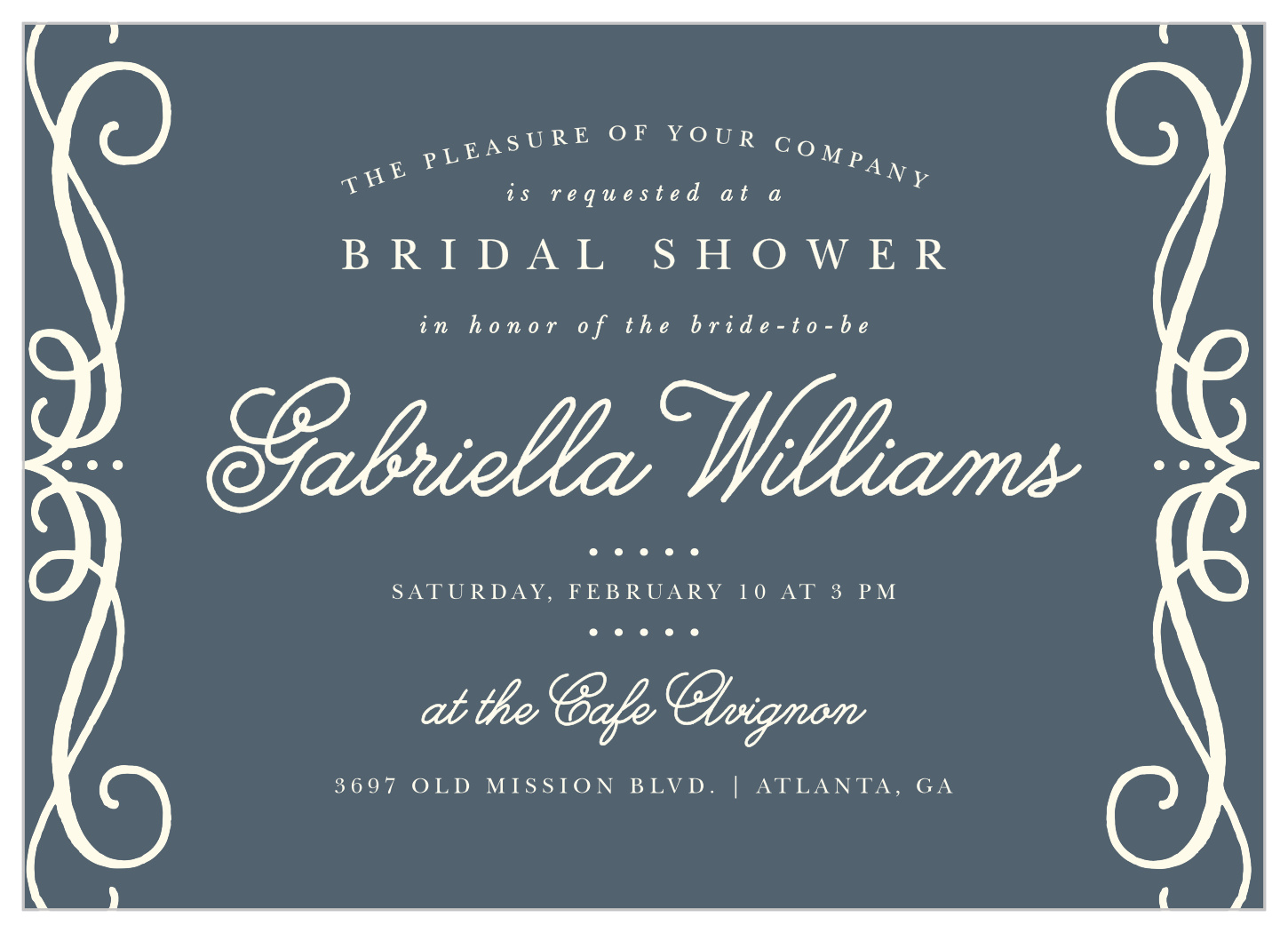 Swirling Script Bridal Shower Invitations