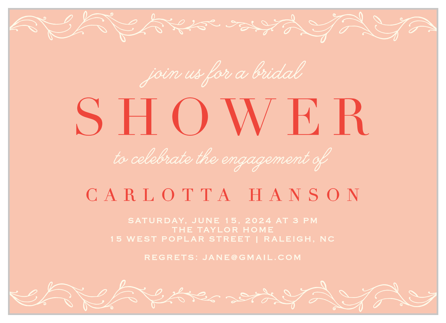 Classic Vines Bridal Shower Invitations