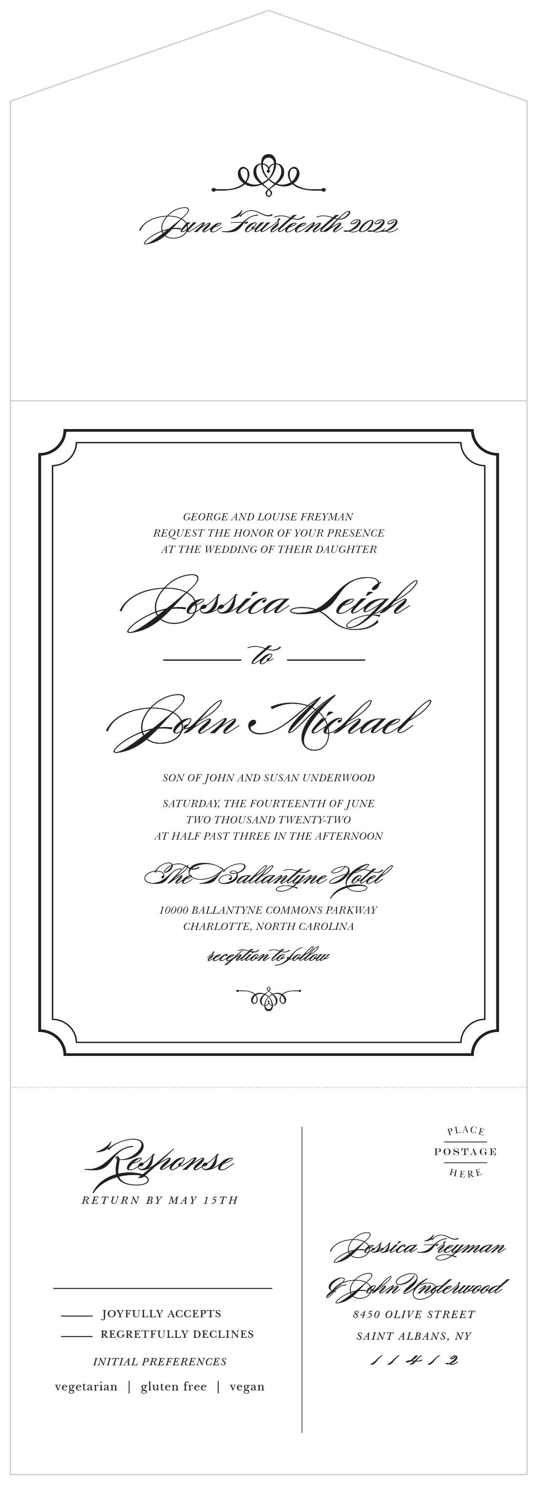 Elegant Script Seal & Send Wedding Invitations