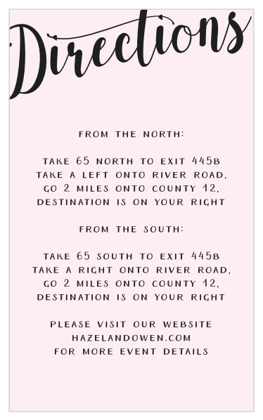 Our Splendid Glamour Bat Mitzvah Direction Cards utilize the same gorgeous design and color scheme as several other cards in the Splendid Glamour mitzvah suite.