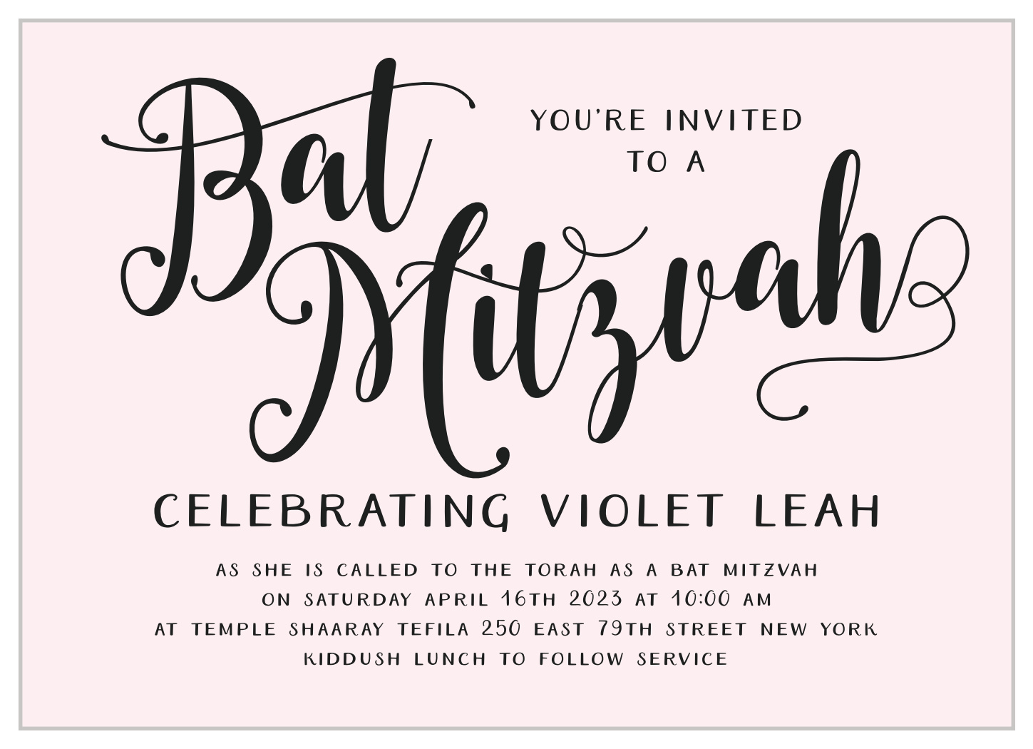 Splendid Glamour Bat Mitzvah Invitations