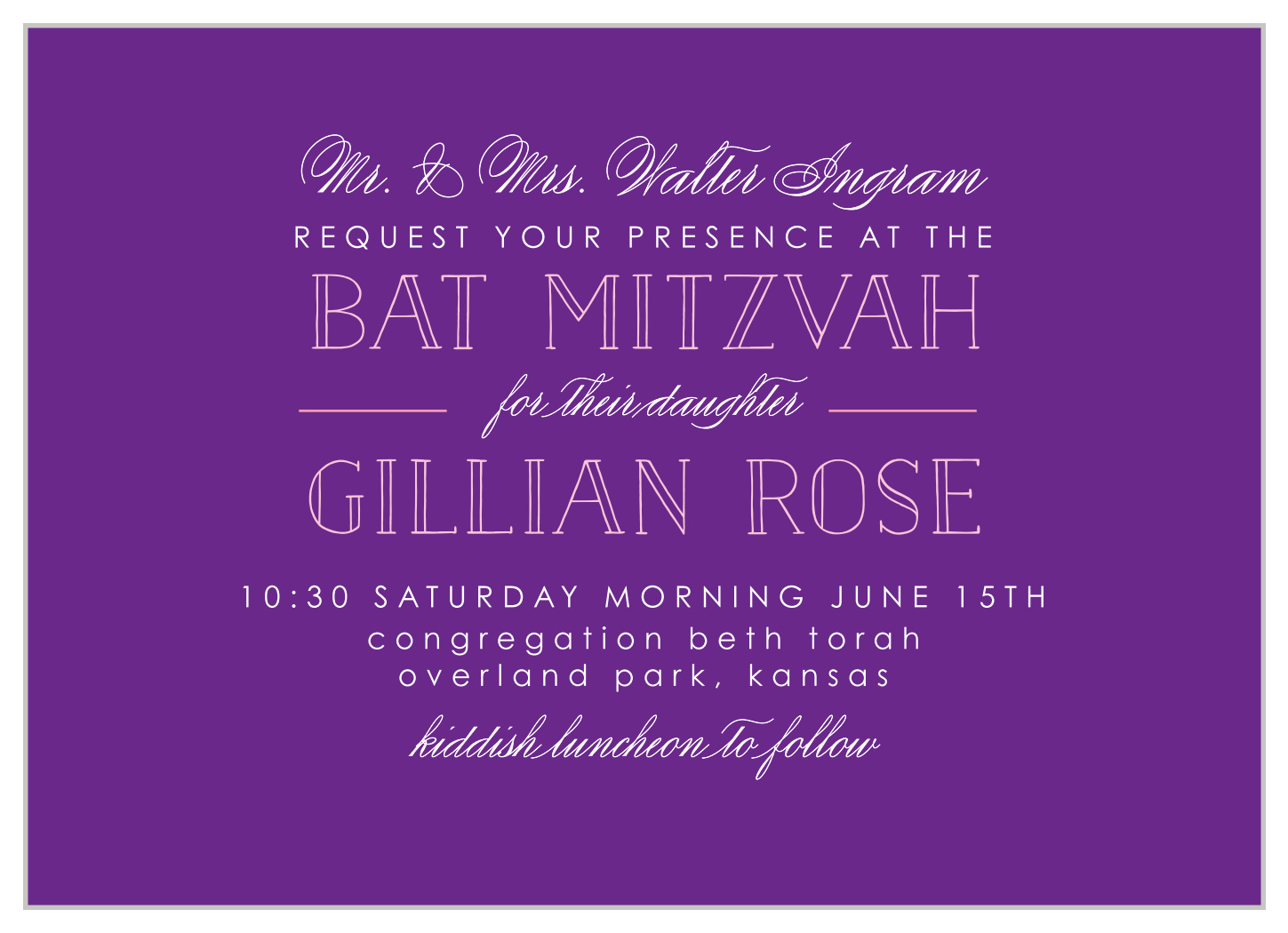 Sweet Type Bat Mitzvah Invitations